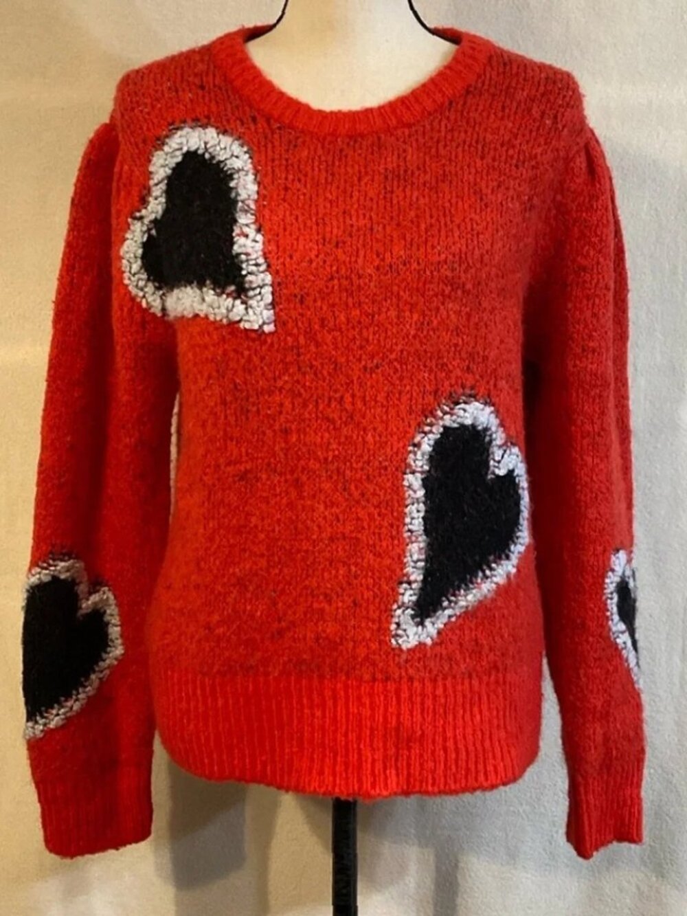 Hunter Bell Scarlet Heart red & black Esme knit pullover sweater